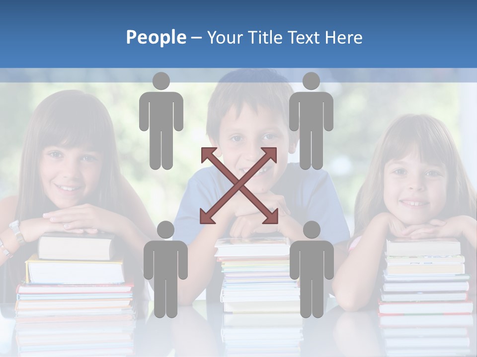 A Group Of Children Sitting At A Table With Books PowerPoint Template