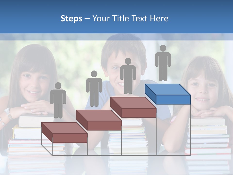 A Group Of Children Sitting At A Table With Books PowerPoint Template