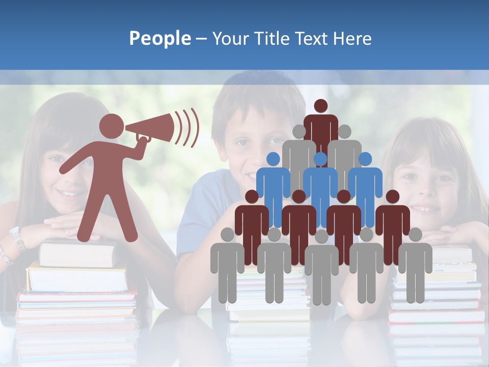 A Group Of Children Sitting At A Table With Books PowerPoint Template