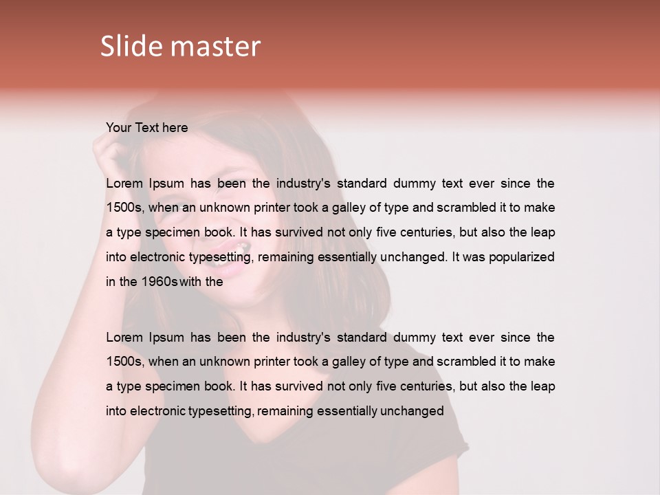 A Young Girl Is Holding Her Head In Her Hands PowerPoint Template