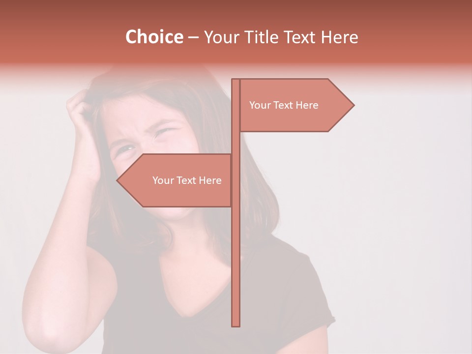 A Young Girl Is Holding Her Head In Her Hands PowerPoint Template