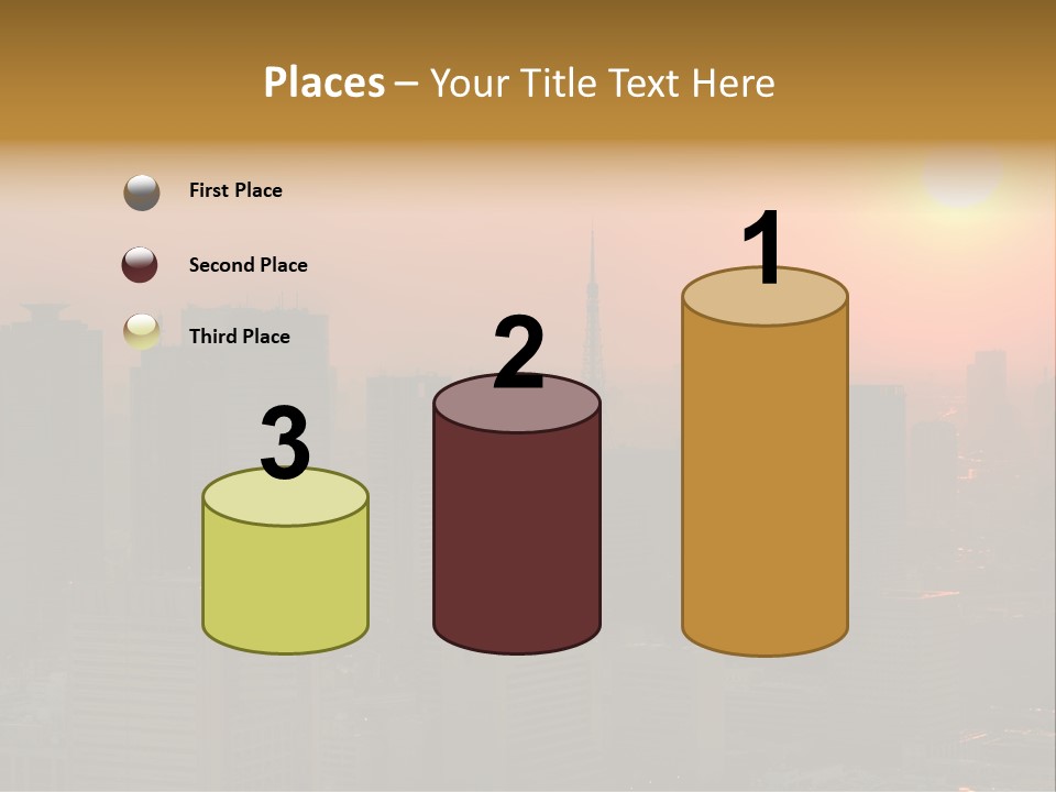 A City Skyline With The Sun Setting In The Background PowerPoint Template