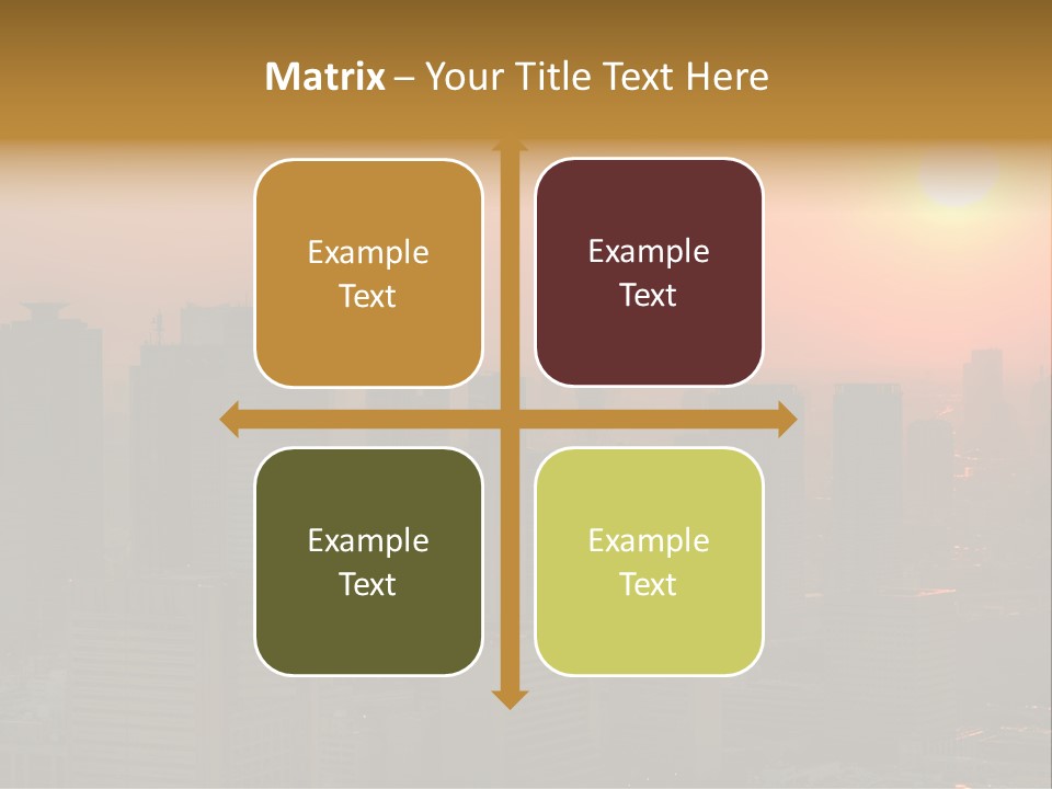 A City Skyline With The Sun Setting In The Background PowerPoint Template