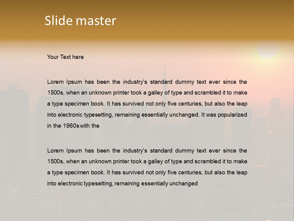 A City Skyline With The Sun Setting In The Background PowerPoint Template