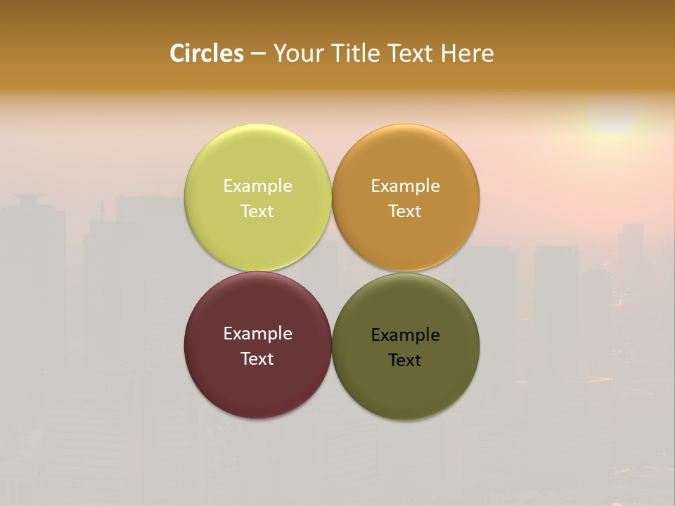 A City Skyline With The Sun Setting In The Background PowerPoint Template