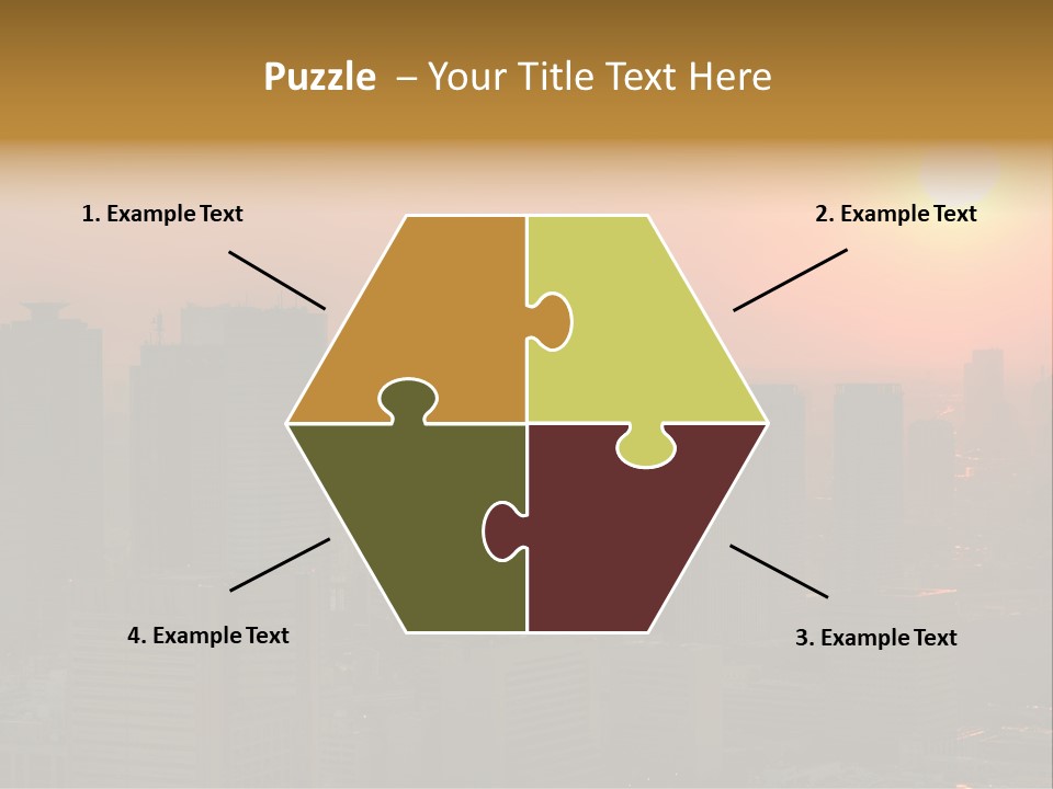 A City Skyline With The Sun Setting In The Background PowerPoint Template