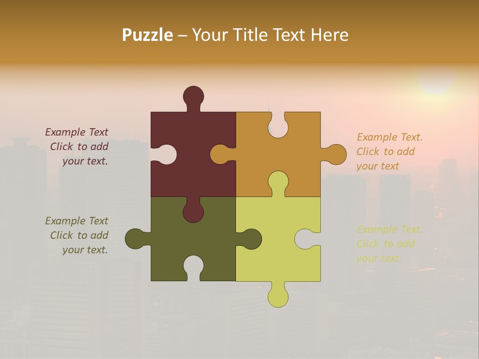 A City Skyline With The Sun Setting In The Background PowerPoint Template