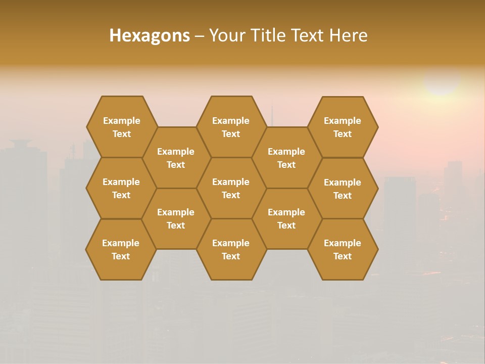 A City Skyline With The Sun Setting In The Background PowerPoint Template