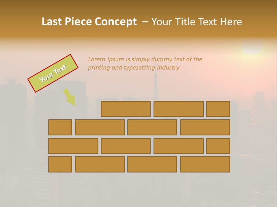 A City Skyline With The Sun Setting In The Background PowerPoint Template
