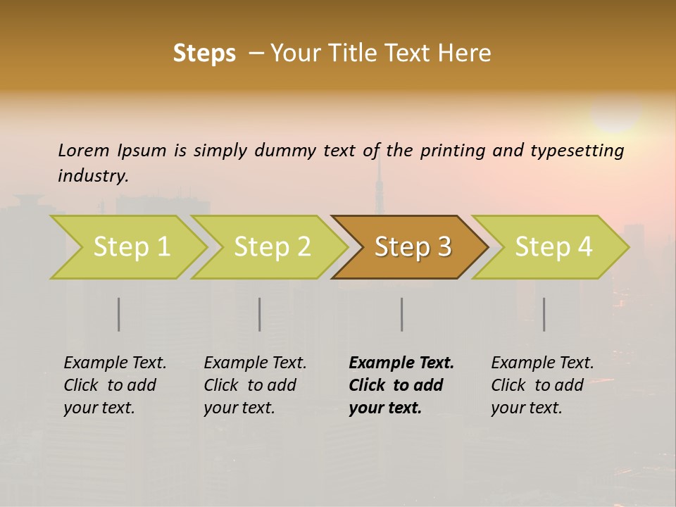 A City Skyline With The Sun Setting In The Background PowerPoint Template