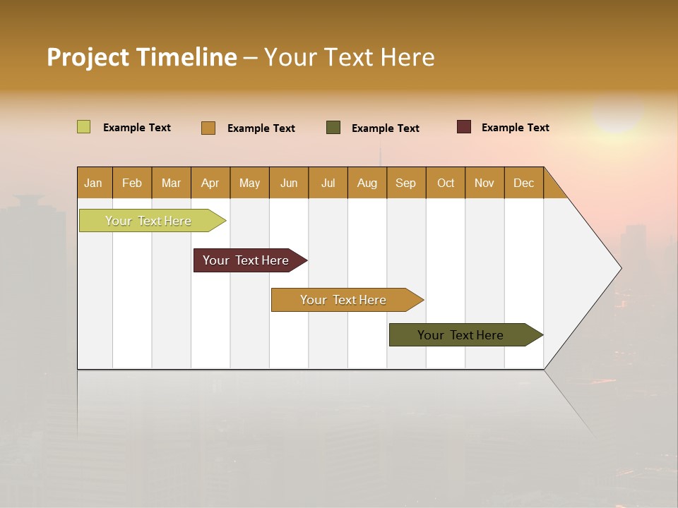 A City Skyline With The Sun Setting In The Background PowerPoint Template