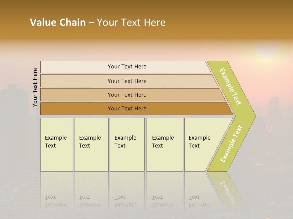 A City Skyline With The Sun Setting In The Background PowerPoint Template