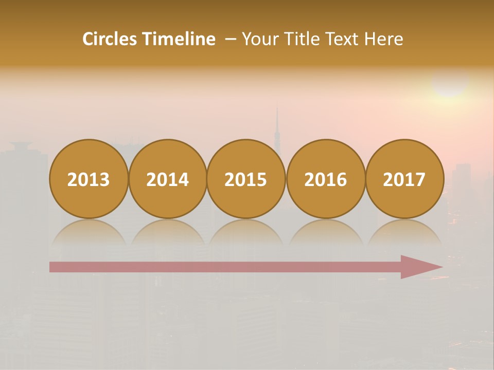 A City Skyline With The Sun Setting In The Background PowerPoint Template