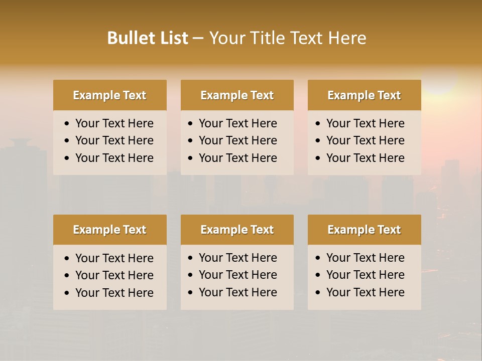 A City Skyline With The Sun Setting In The Background PowerPoint Template