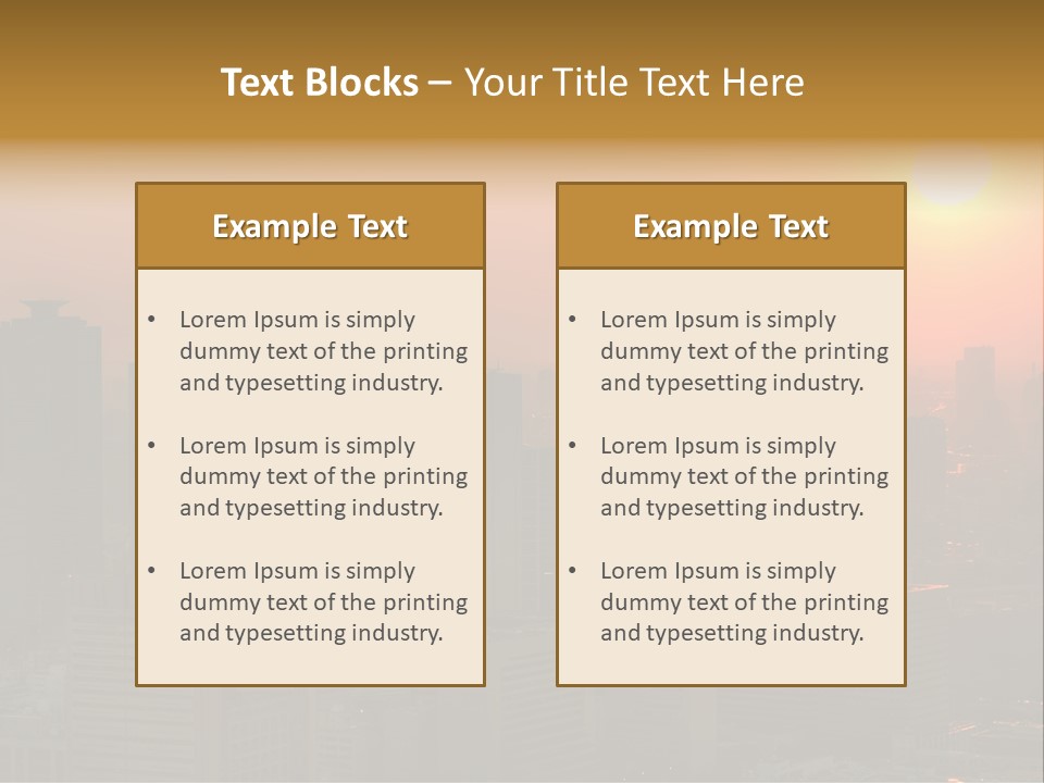 A City Skyline With The Sun Setting In The Background PowerPoint Template