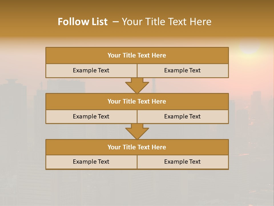 A City Skyline With The Sun Setting In The Background PowerPoint Template