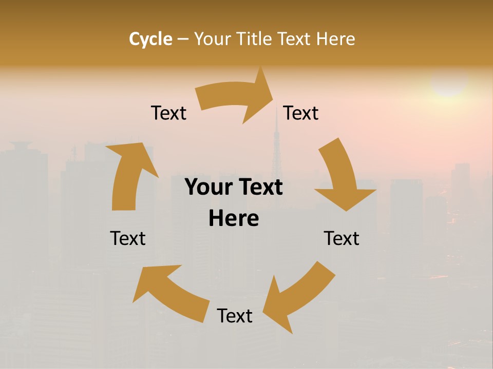 A City Skyline With The Sun Setting In The Background PowerPoint Template