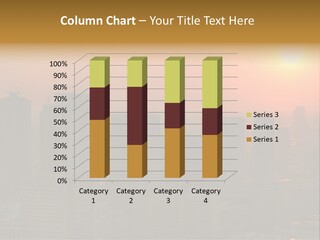 A City Skyline With The Sun Setting In The Background PowerPoint Template