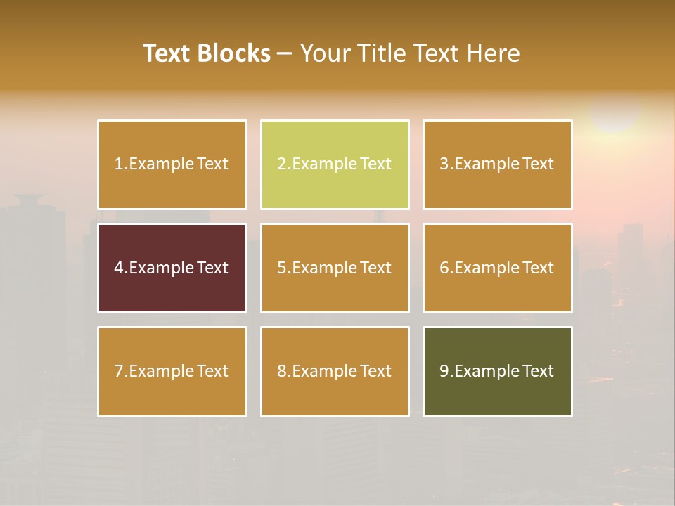 A City Skyline With The Sun Setting In The Background PowerPoint Template