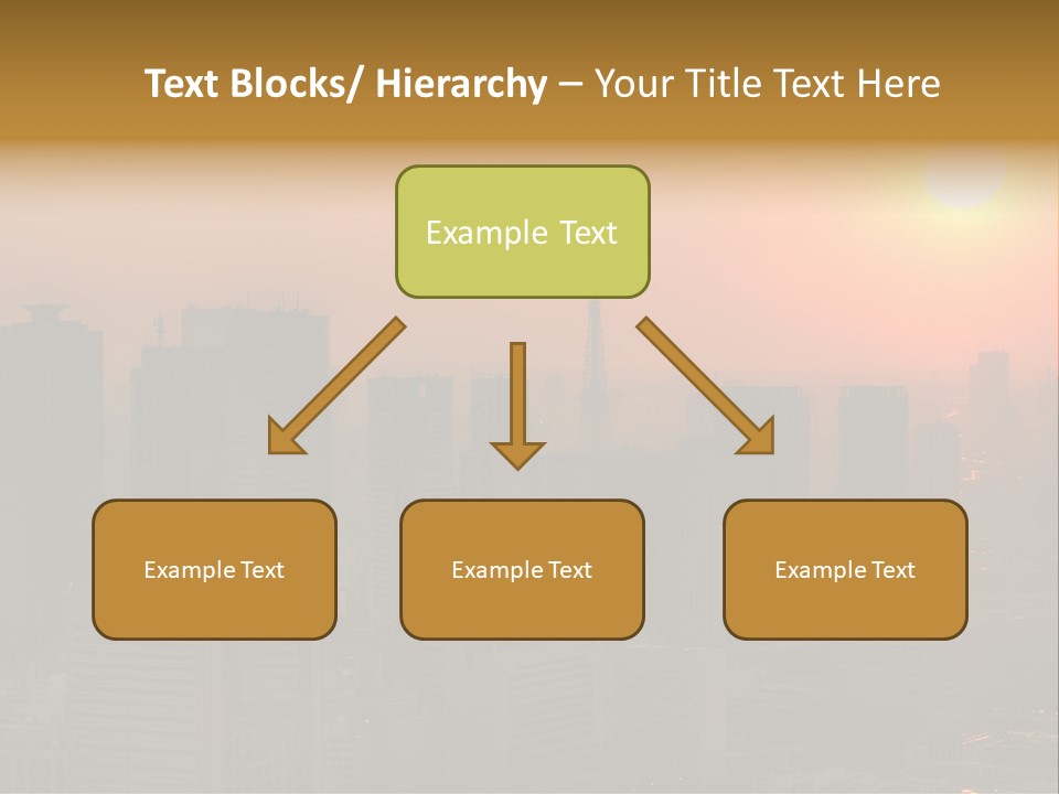 A City Skyline With The Sun Setting In The Background PowerPoint Template