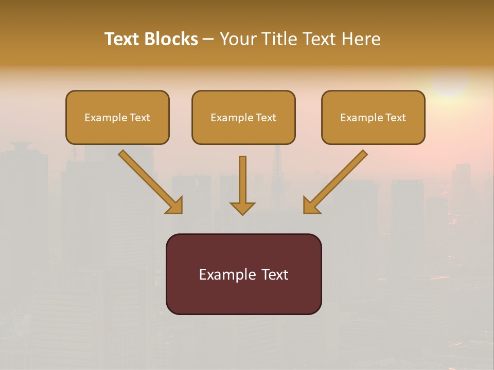 A City Skyline With The Sun Setting In The Background PowerPoint Template