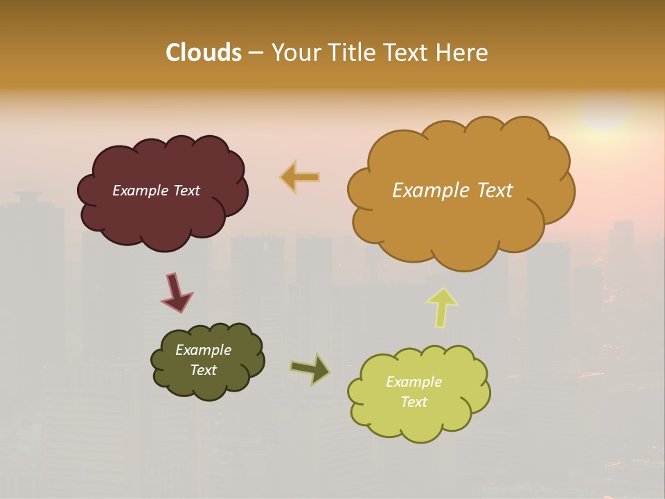 A City Skyline With The Sun Setting In The Background PowerPoint Template