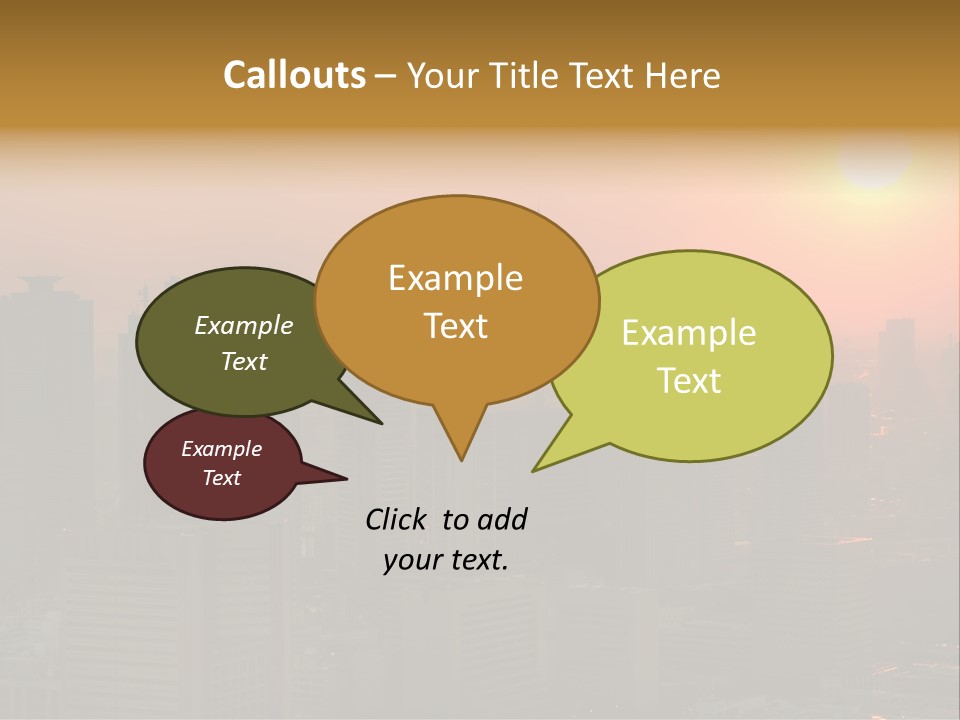 A City Skyline With The Sun Setting In The Background PowerPoint Template