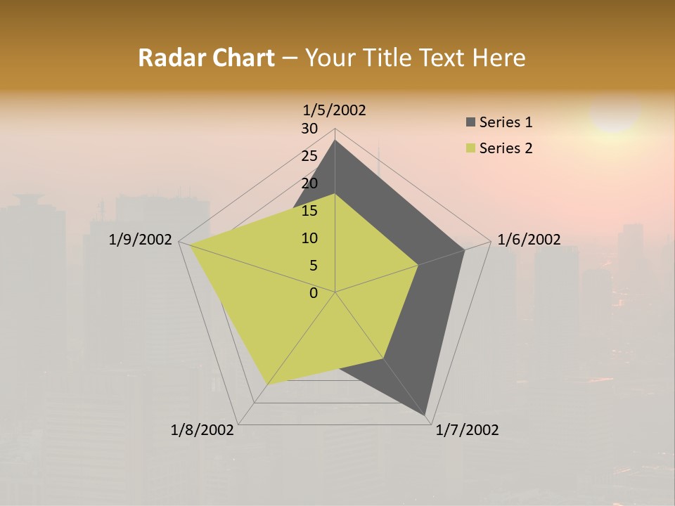 A City Skyline With The Sun Setting In The Background PowerPoint Template