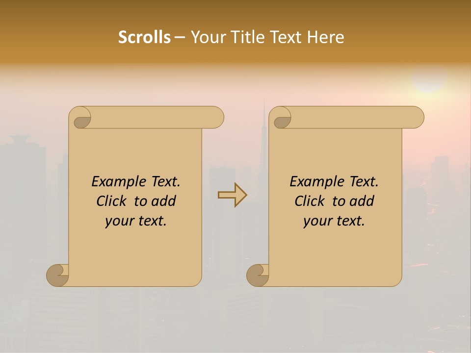 A City Skyline With The Sun Setting In The Background PowerPoint Template