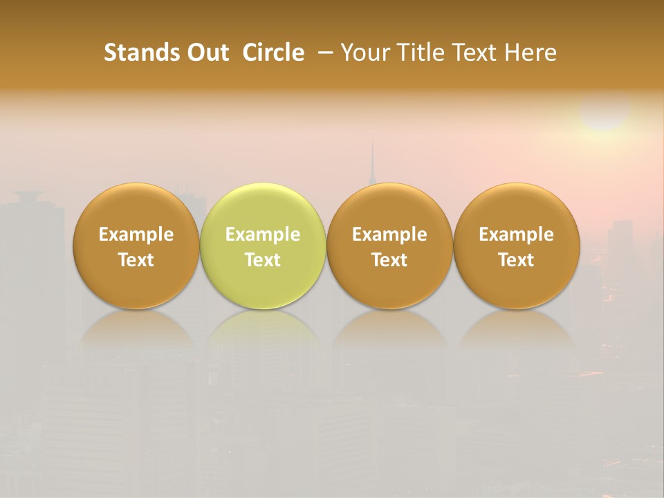 A City Skyline With The Sun Setting In The Background PowerPoint Template