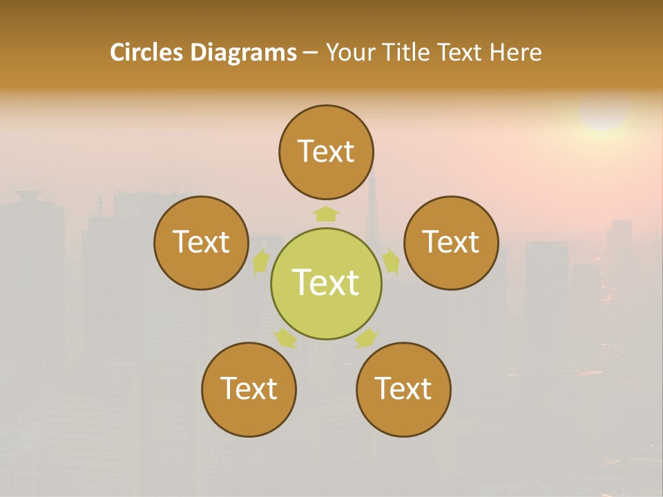 A City Skyline With The Sun Setting In The Background PowerPoint Template