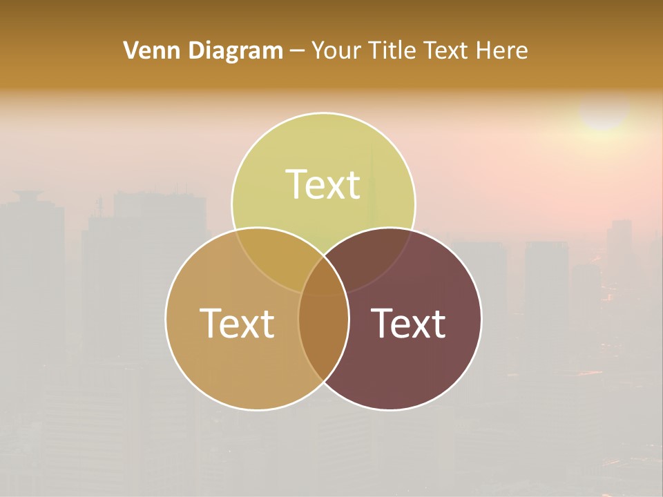 A City Skyline With The Sun Setting In The Background PowerPoint Template
