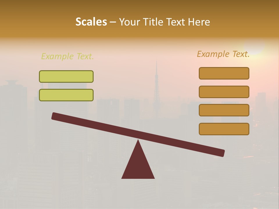 A City Skyline With The Sun Setting In The Background PowerPoint Template