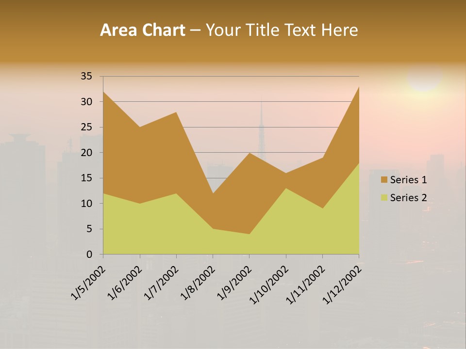 A City Skyline With The Sun Setting In The Background PowerPoint Template