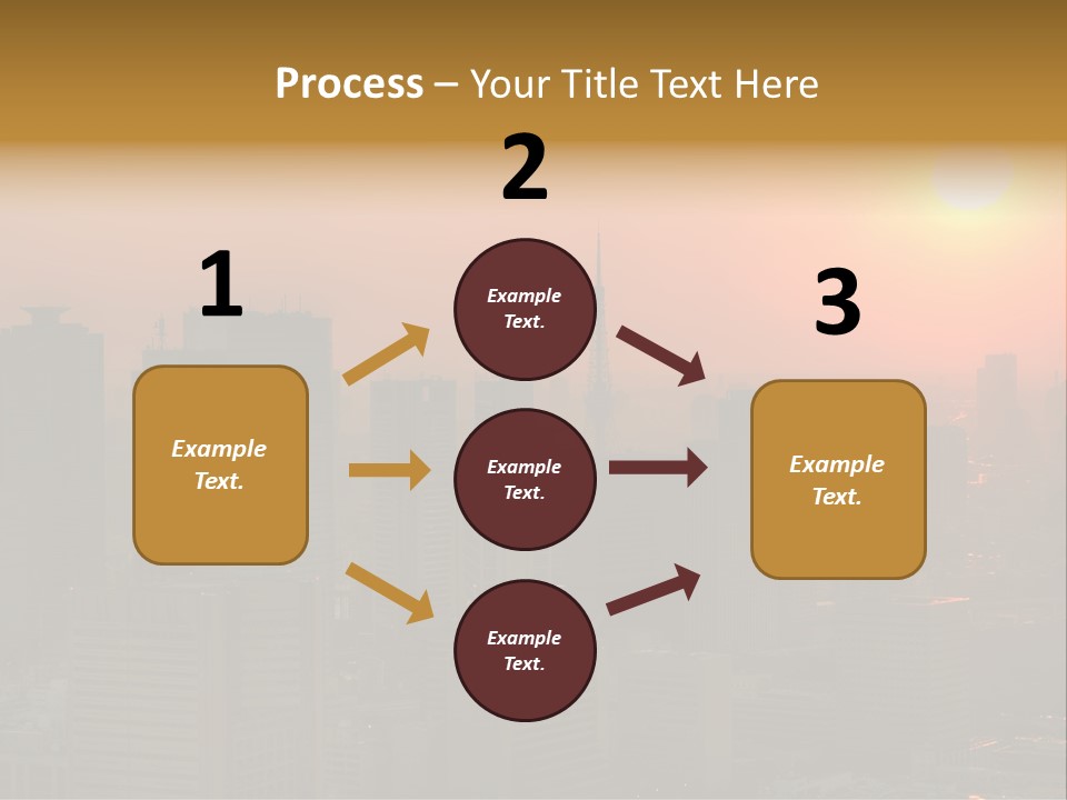 A City Skyline With The Sun Setting In The Background PowerPoint Template