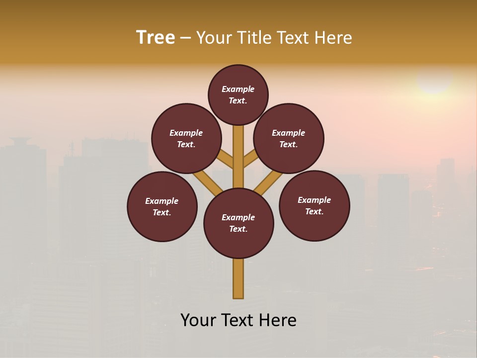 A City Skyline With The Sun Setting In The Background PowerPoint Template