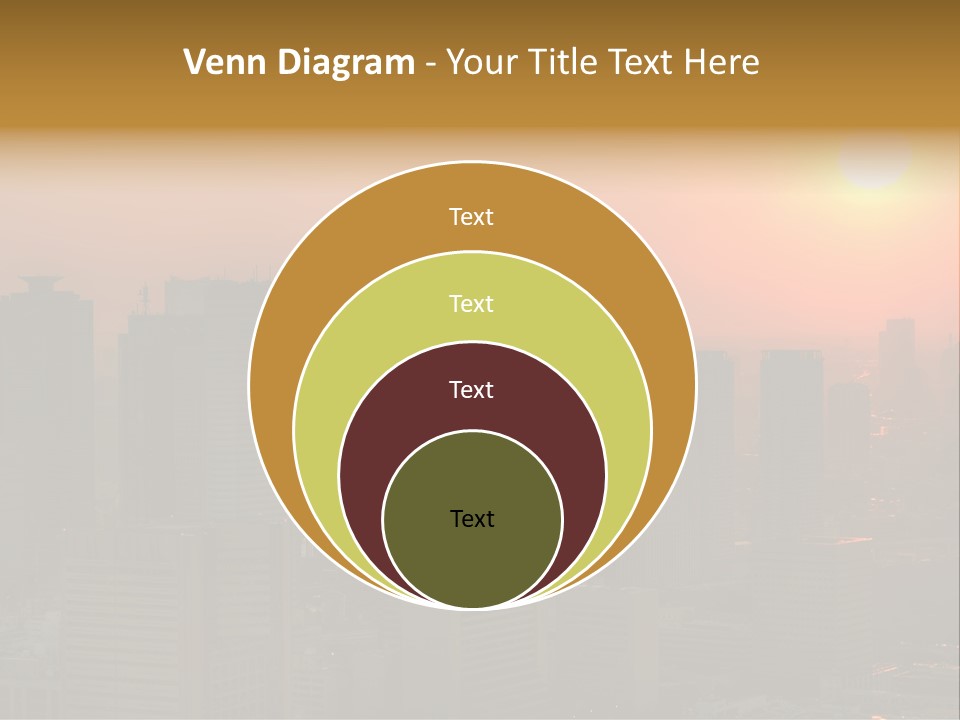 A City Skyline With The Sun Setting In The Background PowerPoint Template