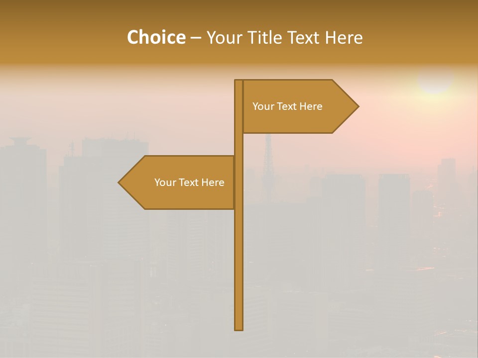 A City Skyline With The Sun Setting In The Background PowerPoint Template