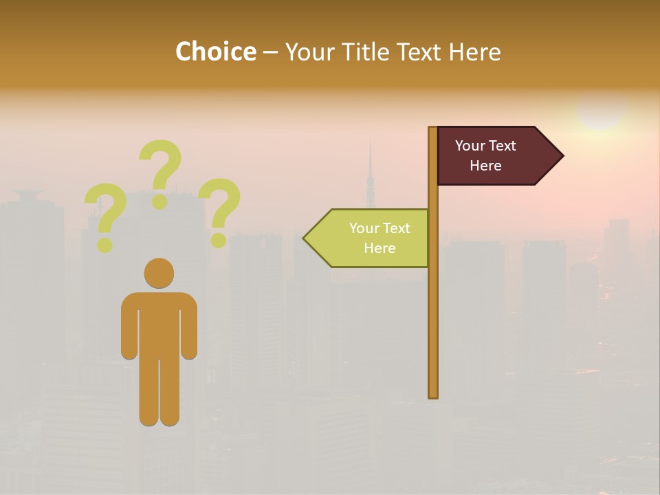 A City Skyline With The Sun Setting In The Background PowerPoint Template