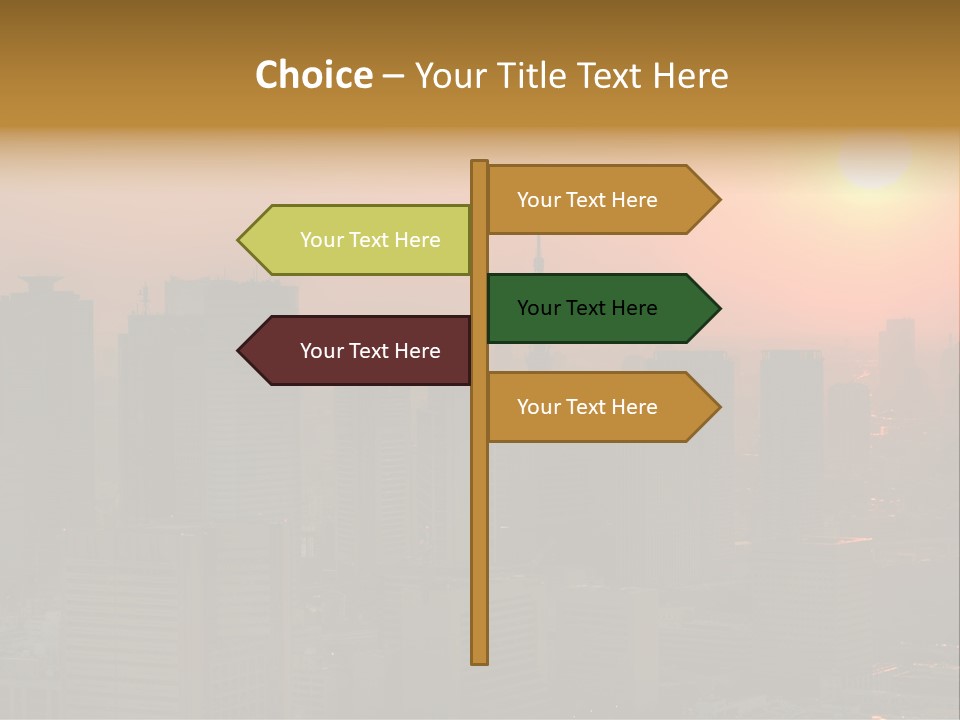 A City Skyline With The Sun Setting In The Background PowerPoint Template