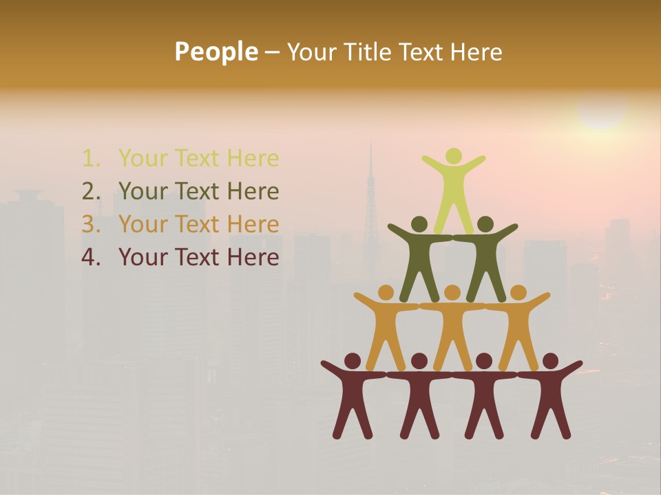 A City Skyline With The Sun Setting In The Background PowerPoint Template