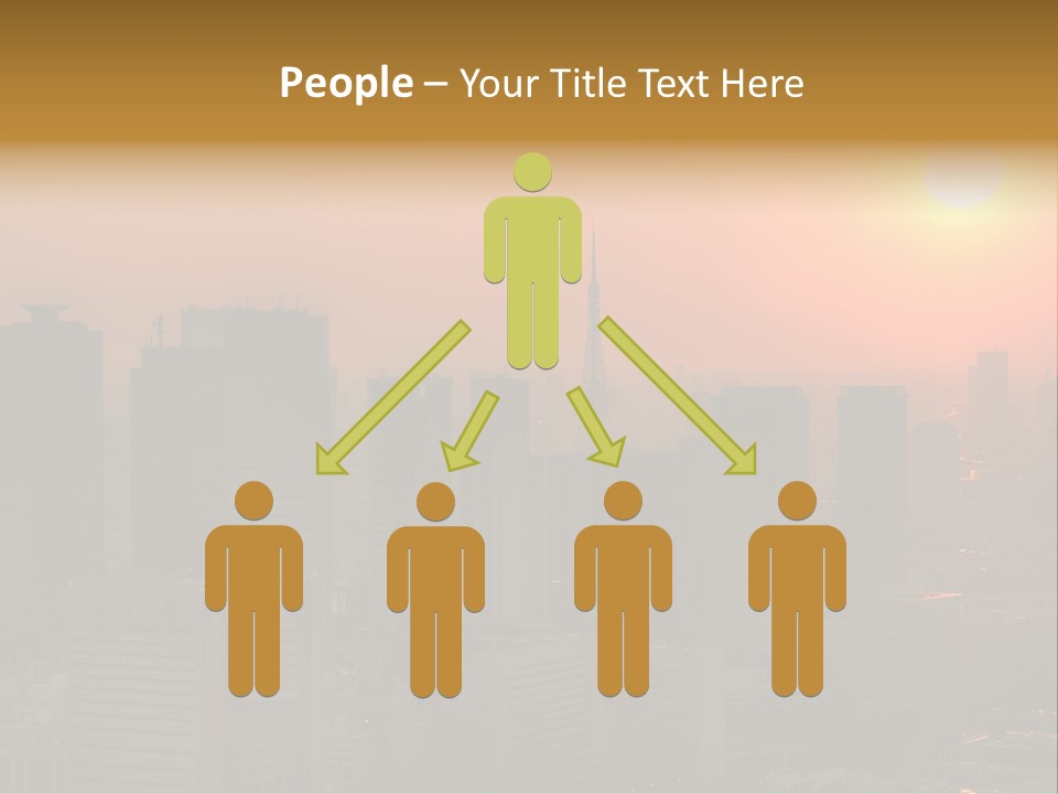 A City Skyline With The Sun Setting In The Background PowerPoint Template