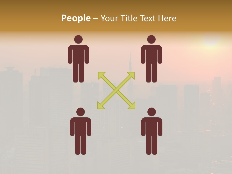 A City Skyline With The Sun Setting In The Background PowerPoint Template