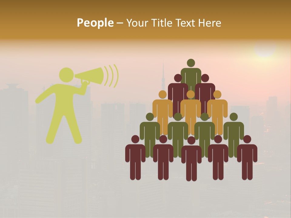 A City Skyline With The Sun Setting In The Background PowerPoint Template