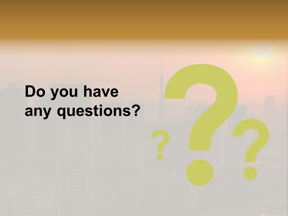 A City Skyline With The Sun Setting In The Background PowerPoint Template