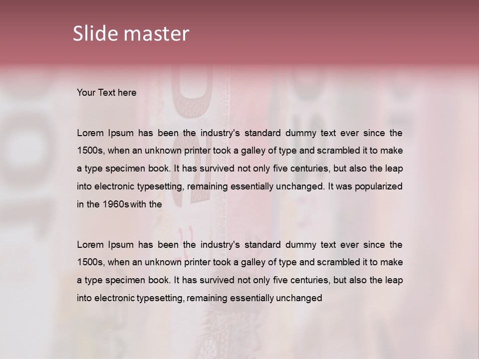 A Number Of Different Bank Notes On A Table PowerPoint Template