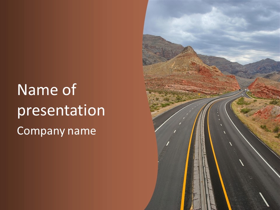 Sandstone Destination Roadway PowerPoint Template