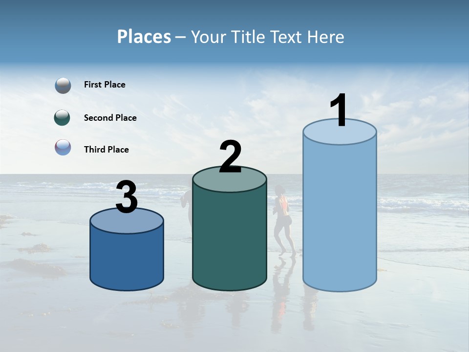 A Group Of People Running Along A Beach PowerPoint Template