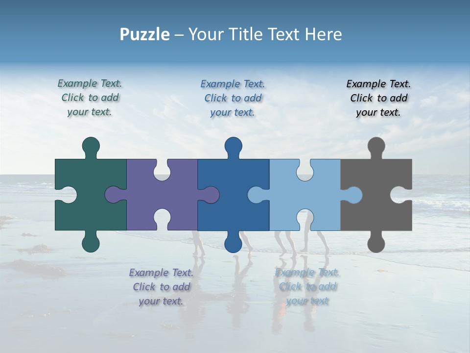 A Group Of People Running Along A Beach PowerPoint Template