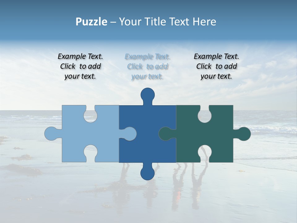 A Group Of People Running Along A Beach PowerPoint Template